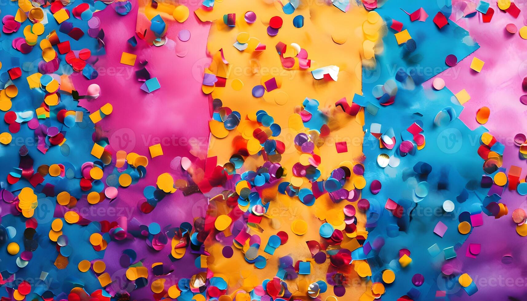 Colorful confetti falling from the sky photo