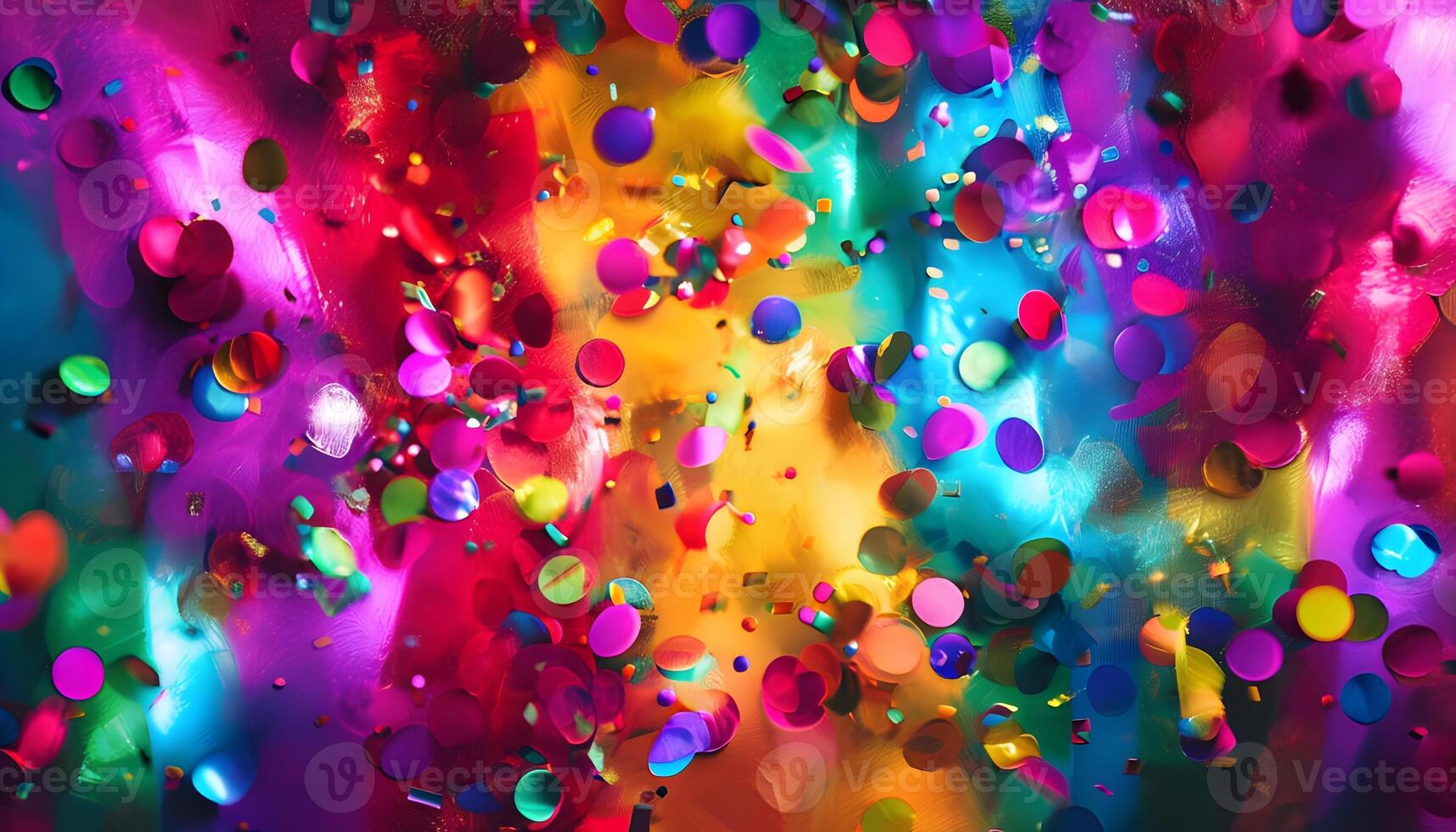 Colorful confetti falling from the sky photo