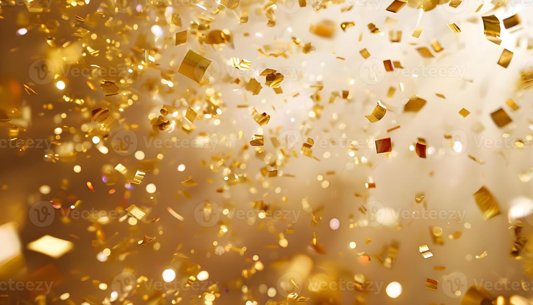 Golden confetti falling from the sky photo