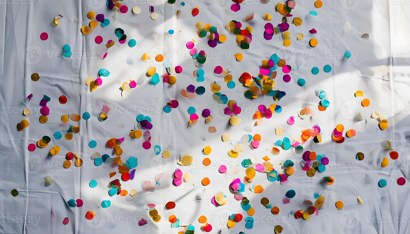 A white sheet with colorful confetti on it photo