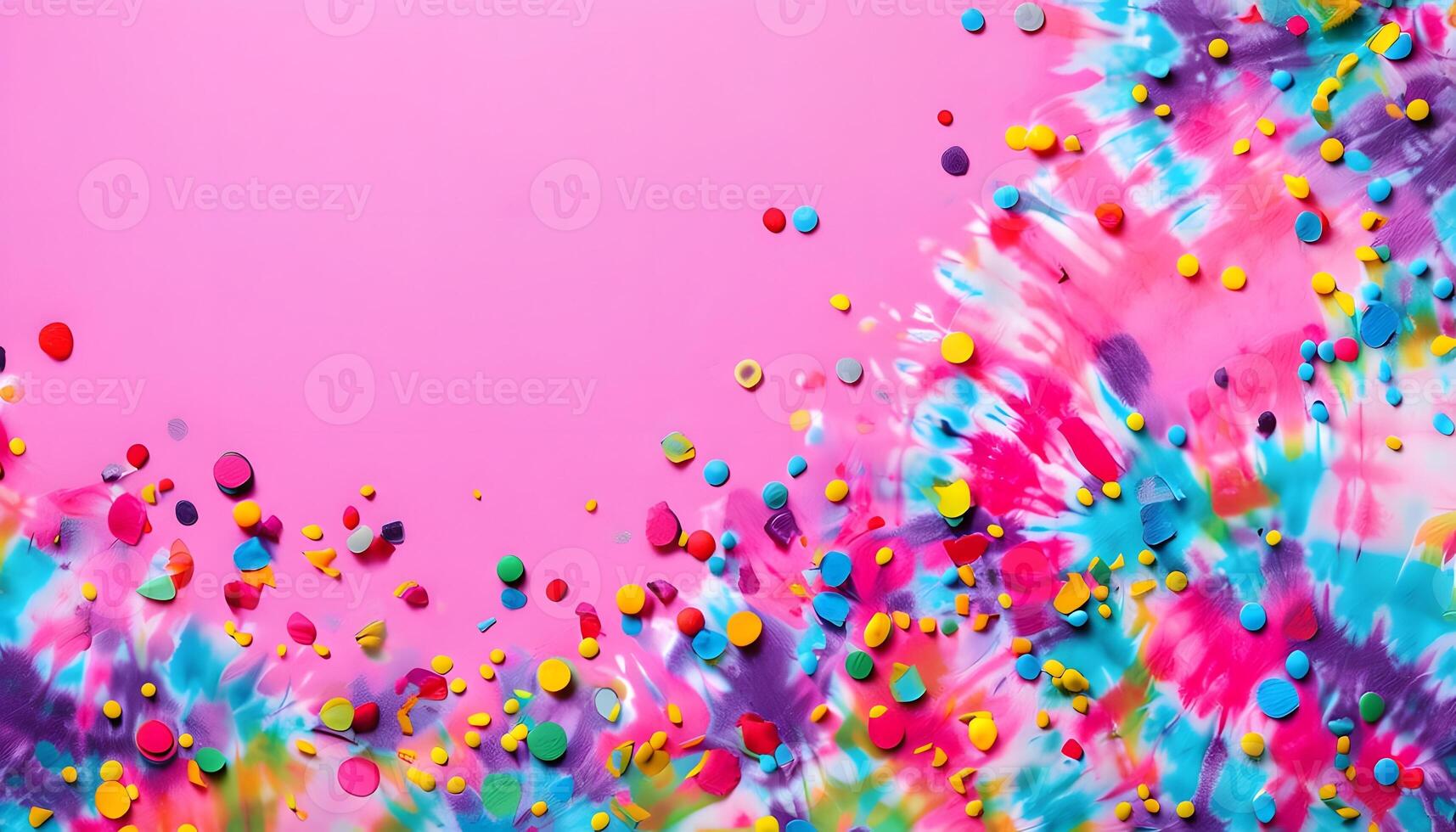 Colorful tie dye background with colorful confetti photo