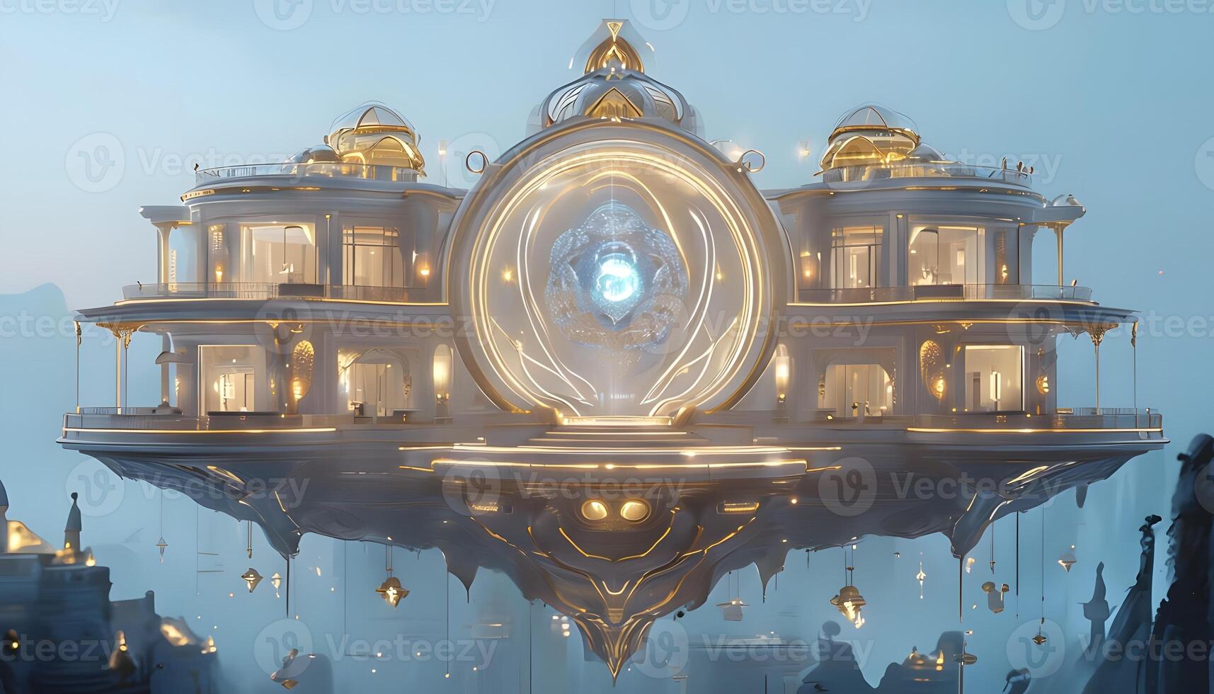 A floating house with a giant eye in the middle photo
