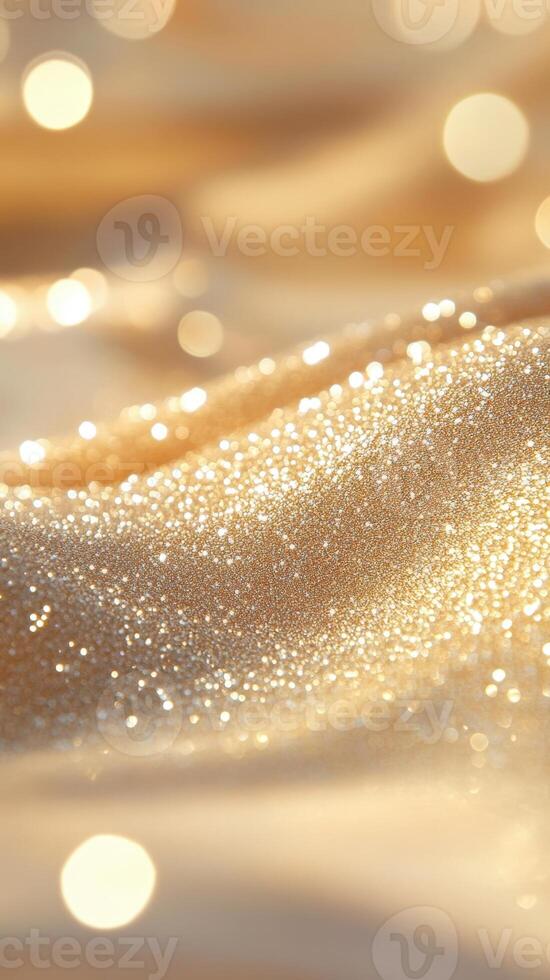 gold glitter brown waves glimmering with radiant bokeh texture and sparkling particles, evoking glamorous festive ambiance background Copy space for text photo