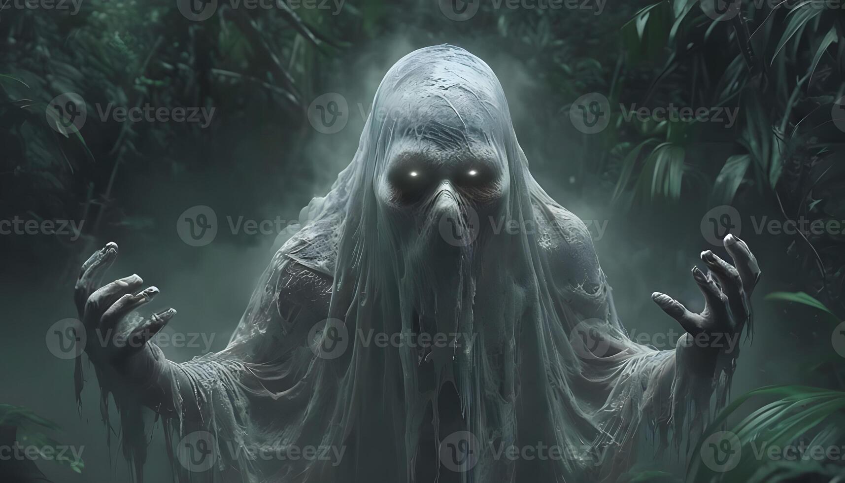 A creepy ghost in the forest photo