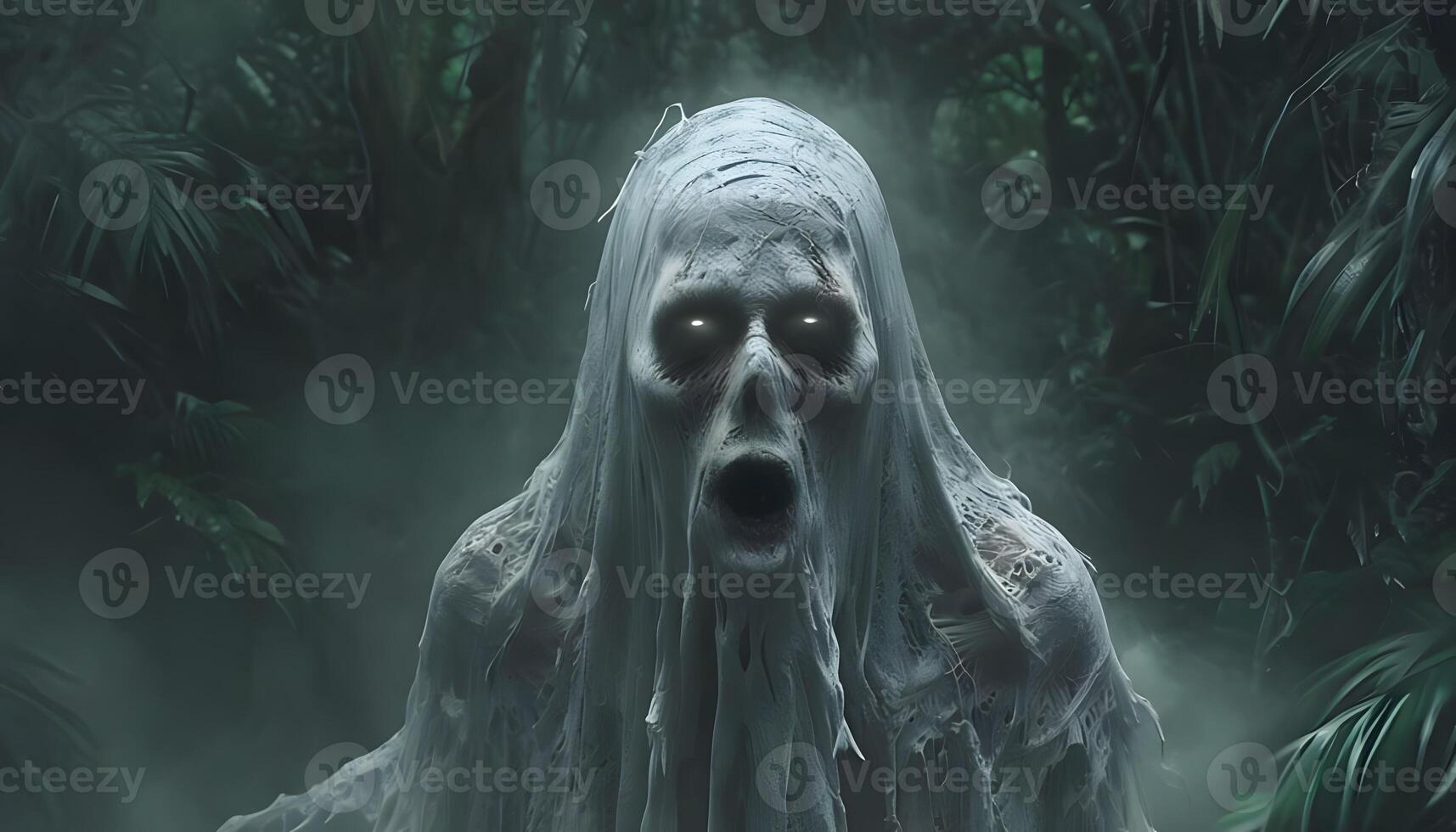A creepy ghost in the forest photo