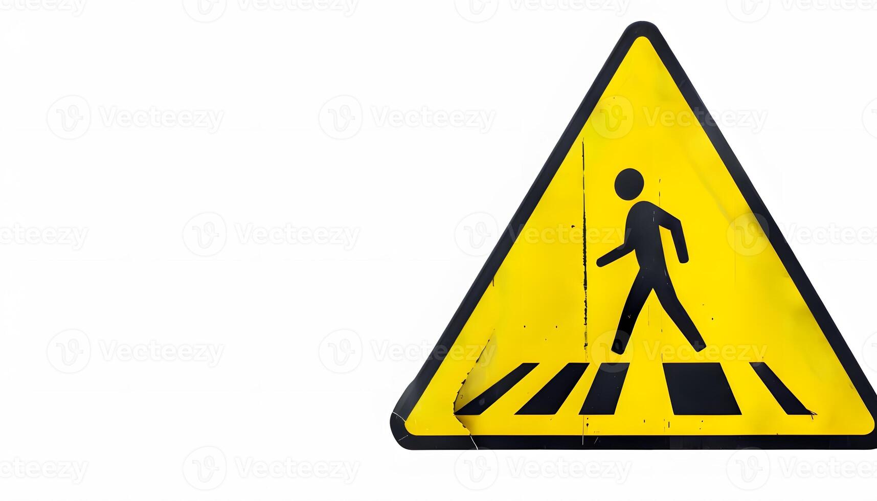 A yellow and black pedestrian crossing sign photo