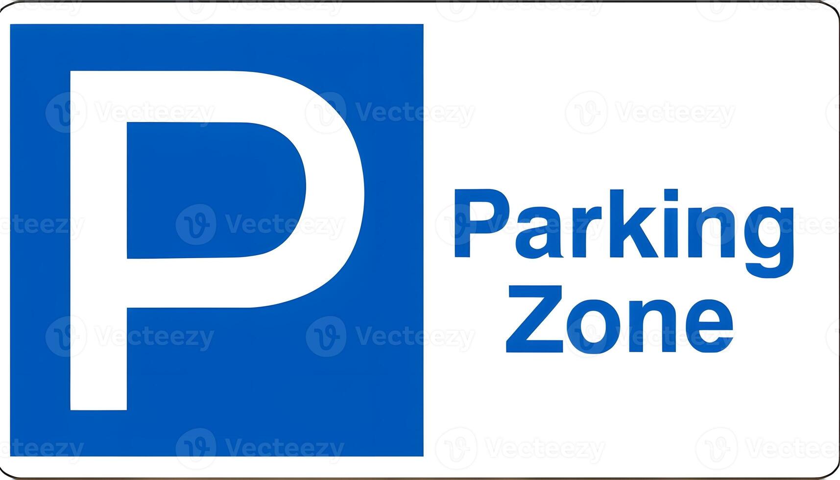 Parking zone sign with blue and white letters photo