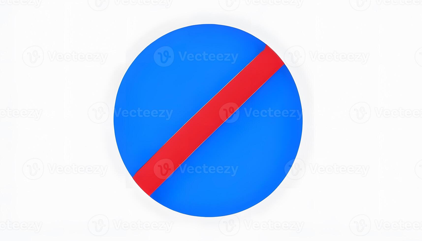 A blue and red traffic sign with a red stripe photo