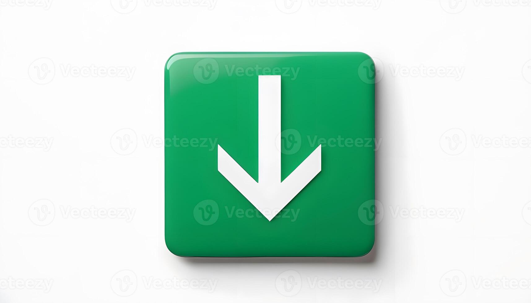A green arrow sign with a white arrow pointing down photo