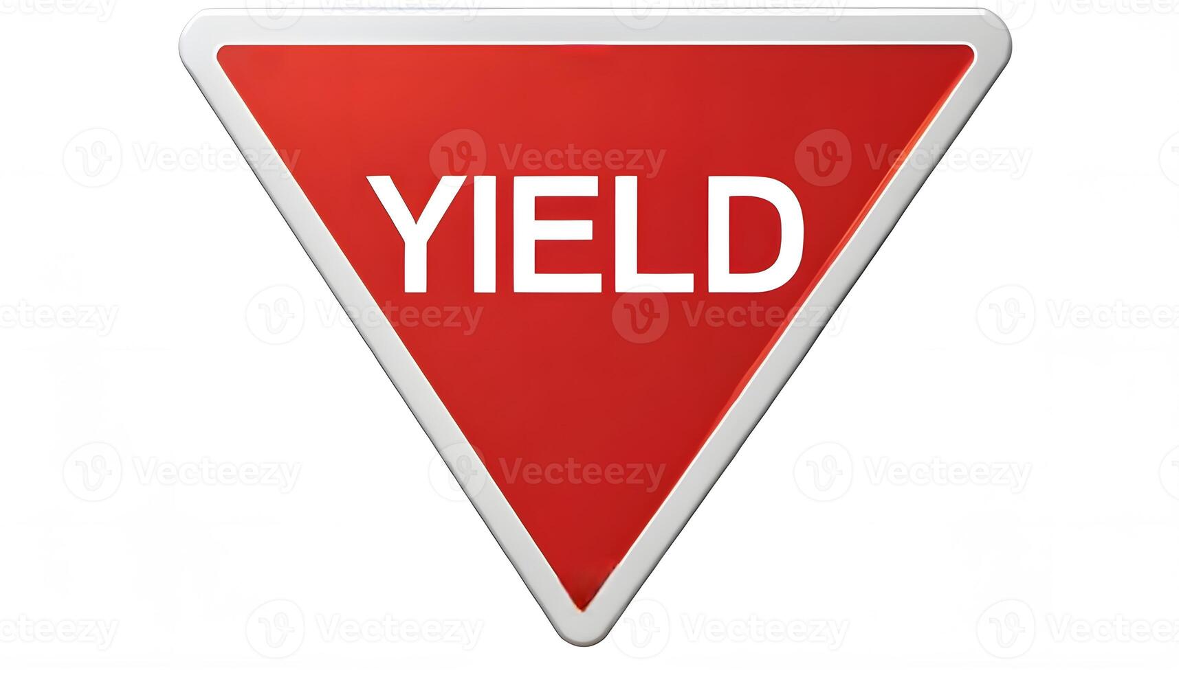 Yield sign on white background photo