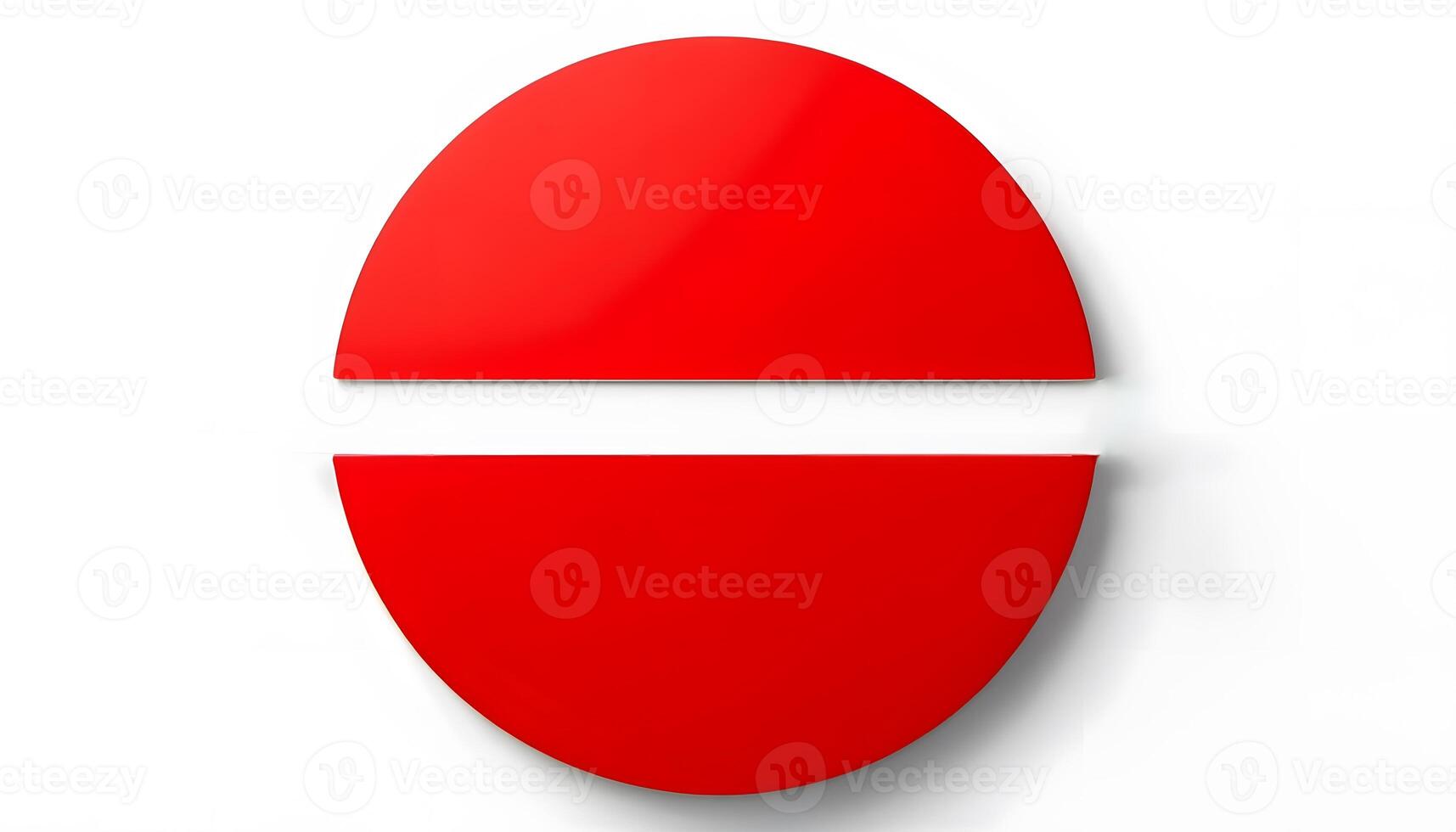A red oval shaped object with a white background photo