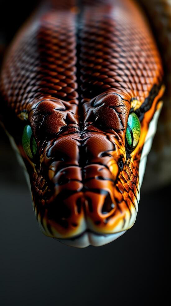 A close up of a snake's head photo
