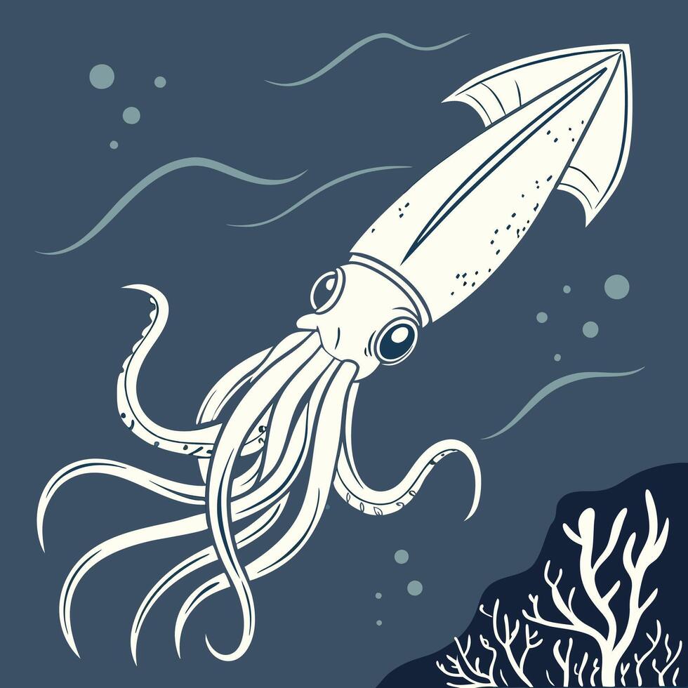 The illustration of squid vector