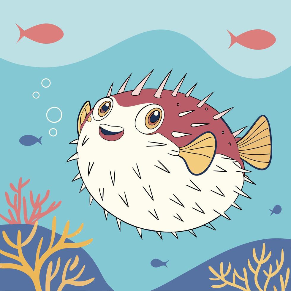 The illustration of pufferfish vector