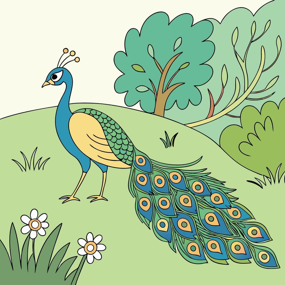 Illustration of peacock bird vector