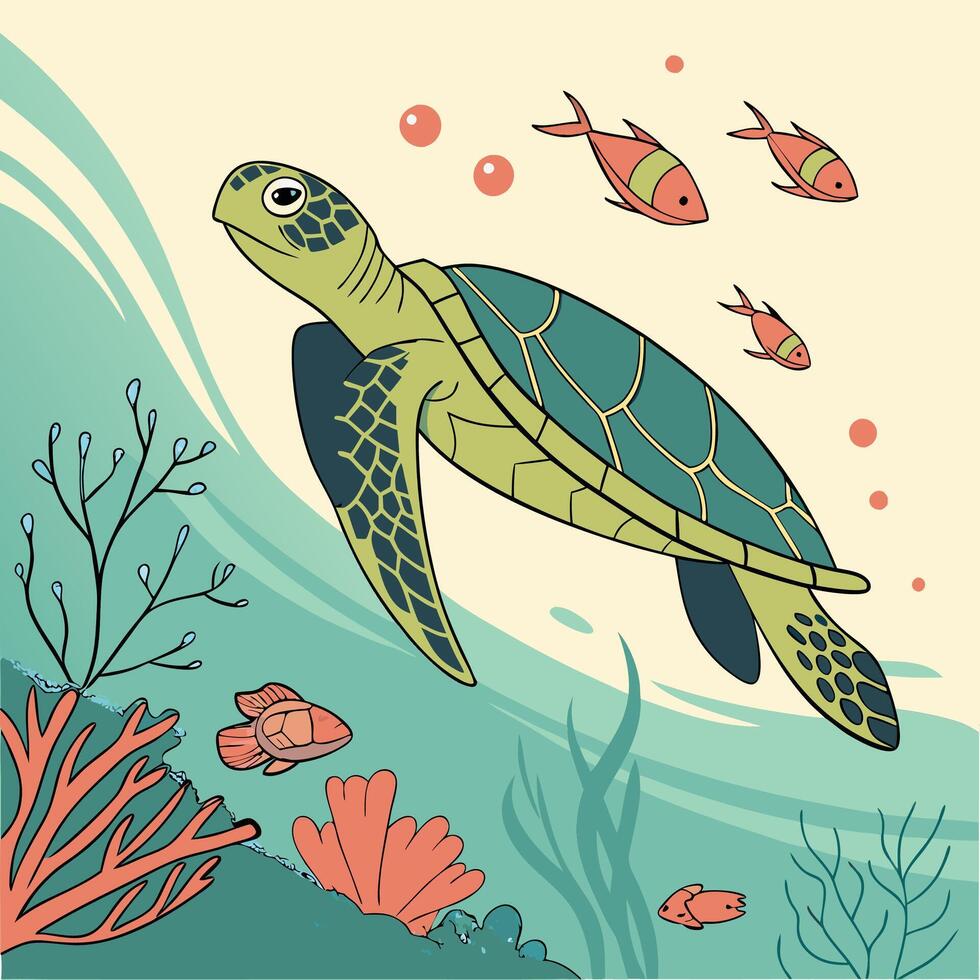 The illustration of sea turtle animal vector
