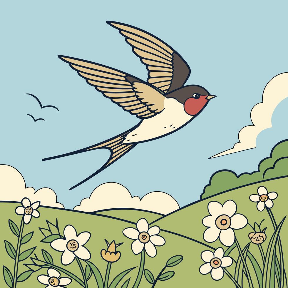 The illustration of swallow bird vector