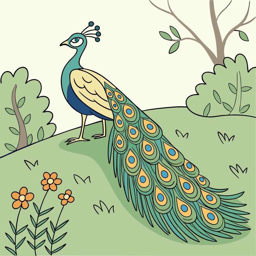The illustration of peacock bird vector
