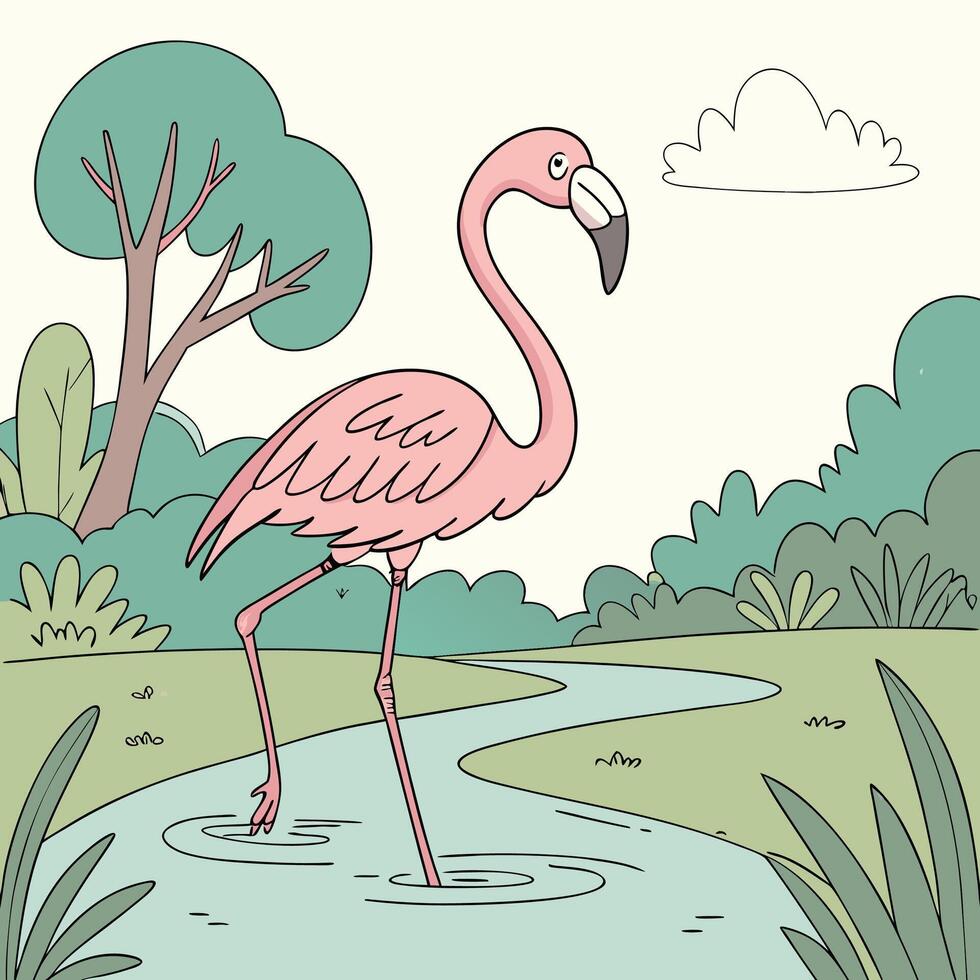 Illustration of flamingo bird vector