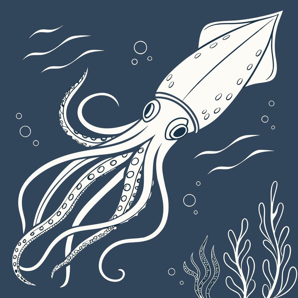 The illustration of squid animal vector