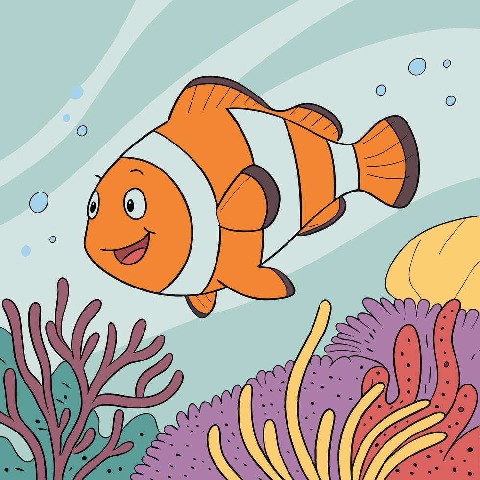 The illustration of clownfish animal vector