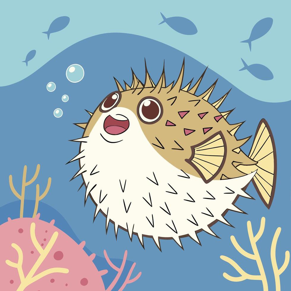 The illustration of pufferfish animal vector