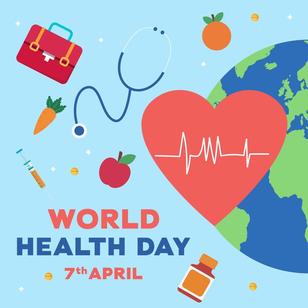 world health day illustration in flat style design vector