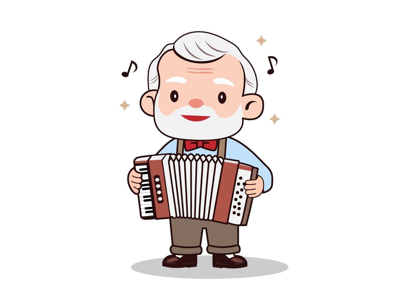 Illustration of an elderly man enjoying playing the accordion. vector