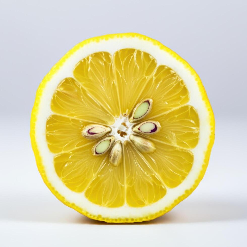 Energetic half slice lemon bursting with zest and flavor photo