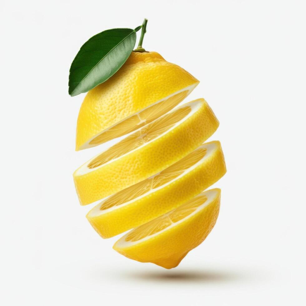 Refreshing slice lemon with leaf perfect for summer inspired visuals photo