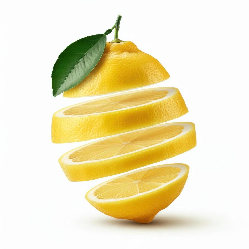 Tangy slice lemon with leaf perfect for sour and flavorful recipes photo
