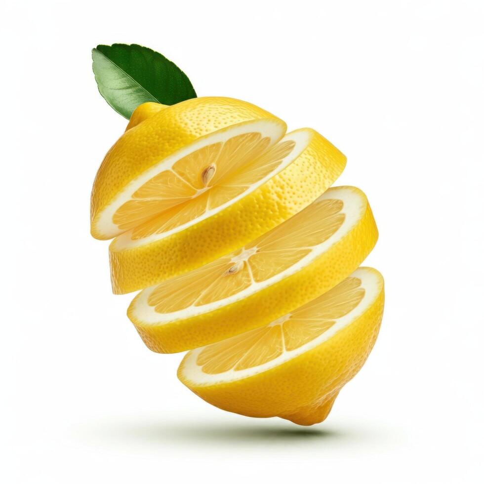 Healthy slice lemon with leaf ideal for detoxifying juices and drinks photo