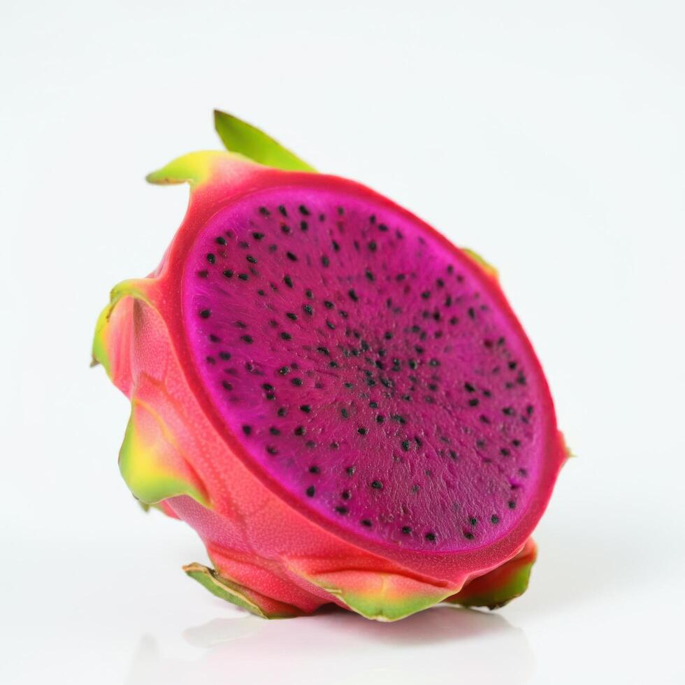 Sliced Dragon Fruit on a Solid White Surface photo
