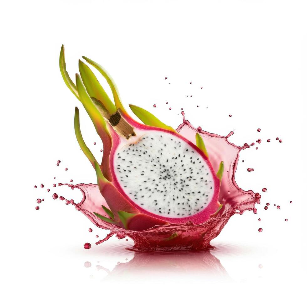 Pieces of Dragon Fruit Sliced on White photo