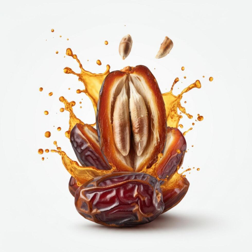 Radiant fresh juicy dates fruit bursting open vibrantly for eye-catching food compositions photo