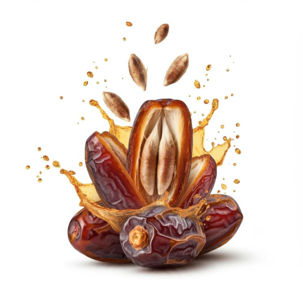 Sumptuous fresh juicy dates fruit bursting open decadently for indulgent dessert platters photo