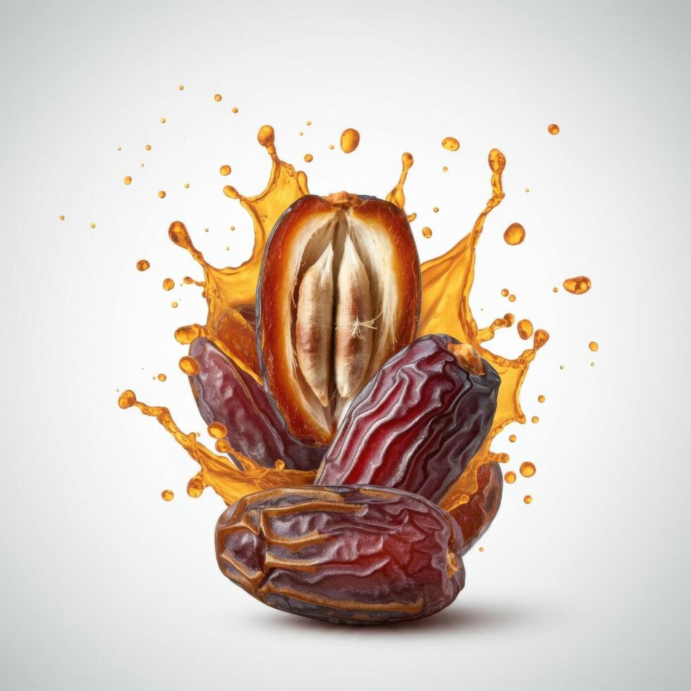 Radiant fresh juicy dates fruit bursting open vibrantly for lively food blog content photo
