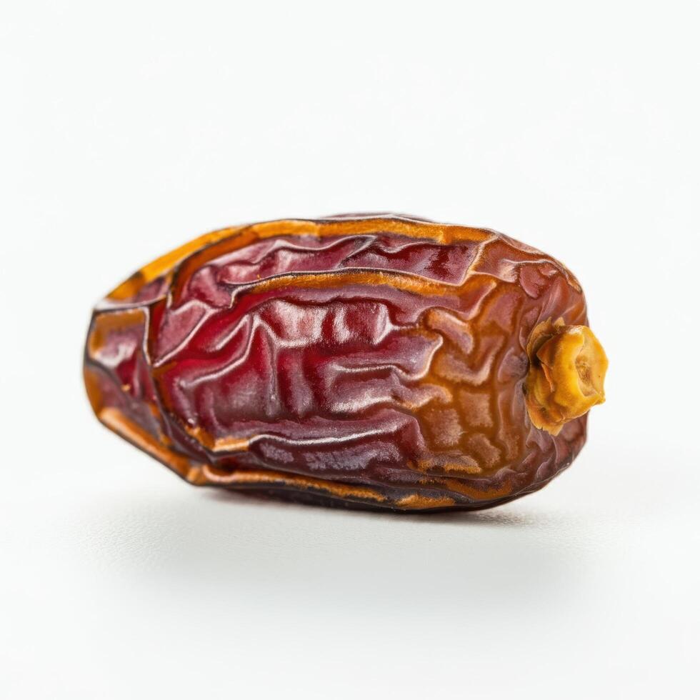 Exotic fresh whole dates fruit presented on white background for creative food compositions photo