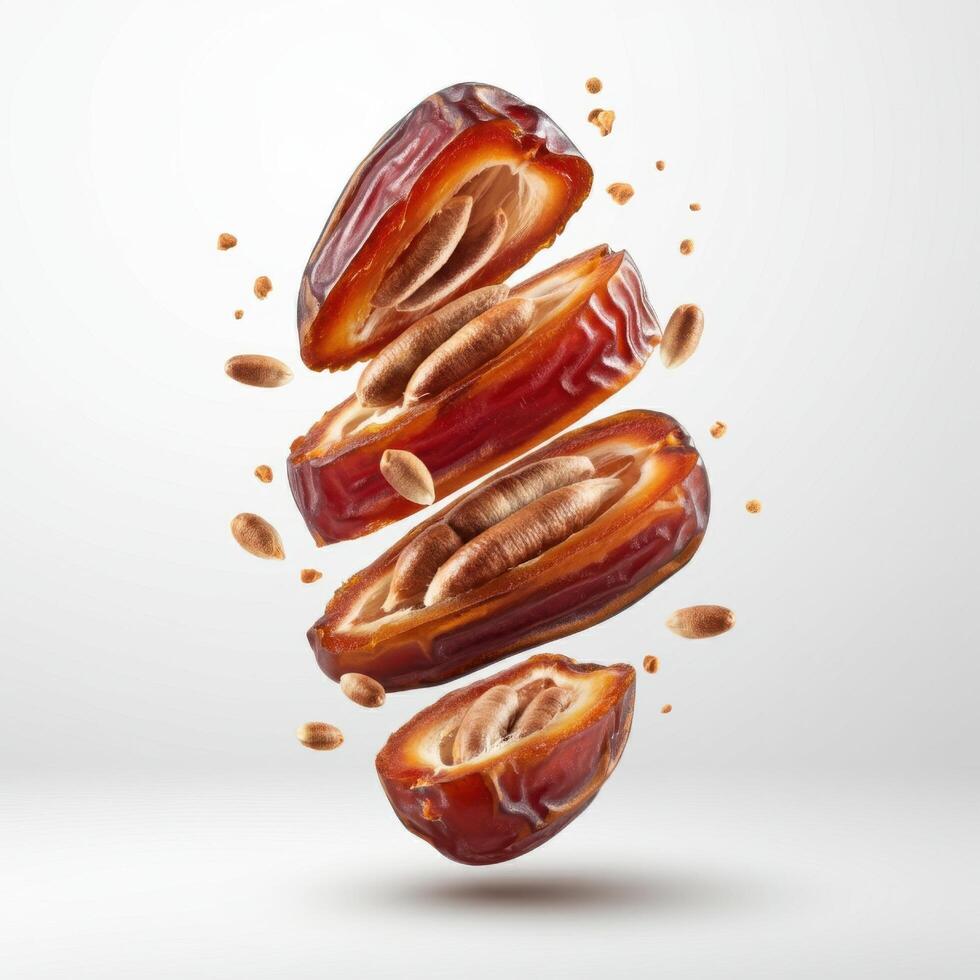 Bursting fresh slice of dates fruit open with rich aroma for enticing food photography themes photo