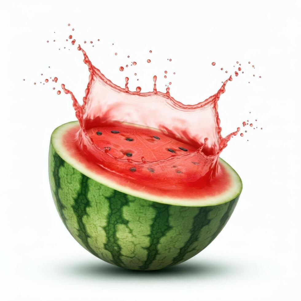Watermelon Half, Bursting Open with Seed-filled Juice photo