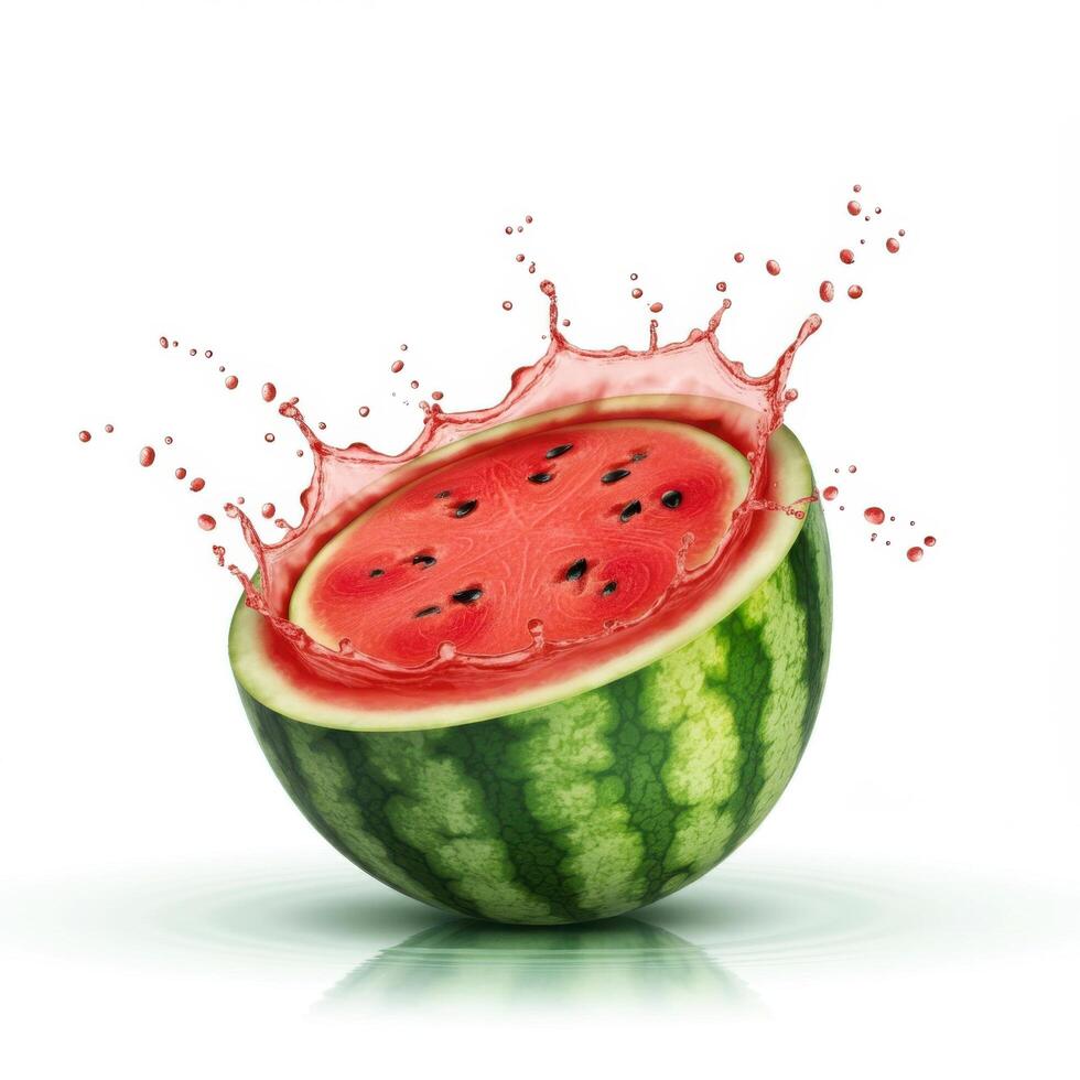 Juicy and Fresh Watermelon Half Slice with Seeds photo
