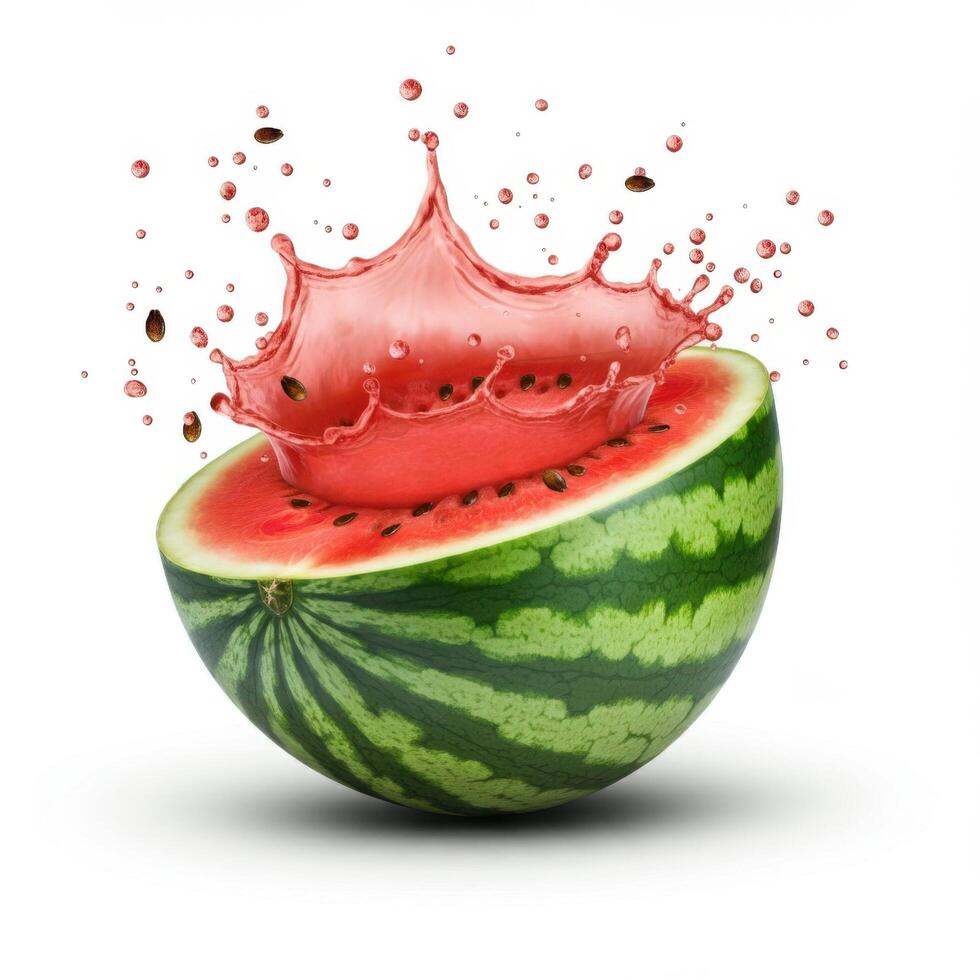 Watermelon Half, Juicy and Exploding with Seeds photo