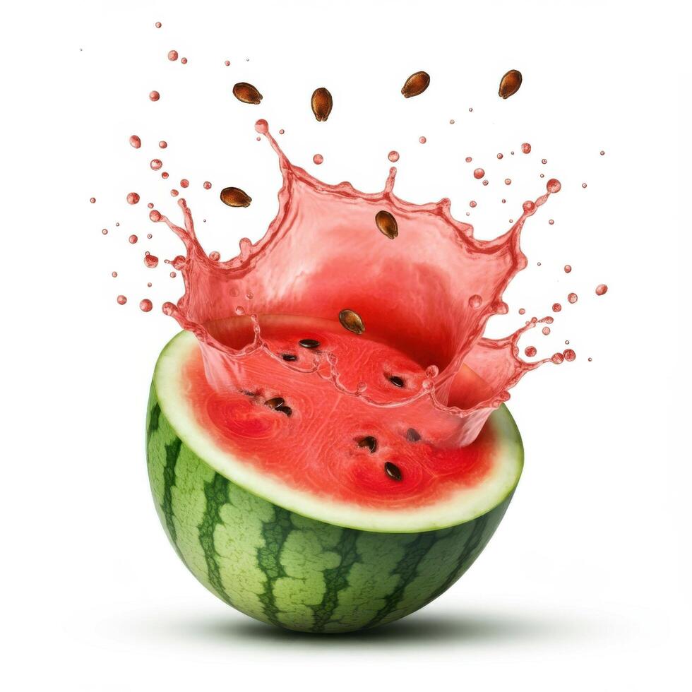 Sweet Half Slice of Watermelon, Bursting with Juice and Seeds photo