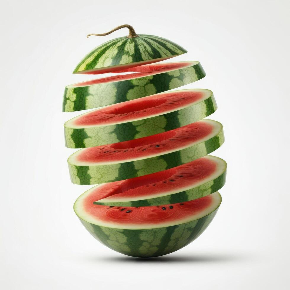Juicy Watermelon Half Slice Displayed on a White Background photo
