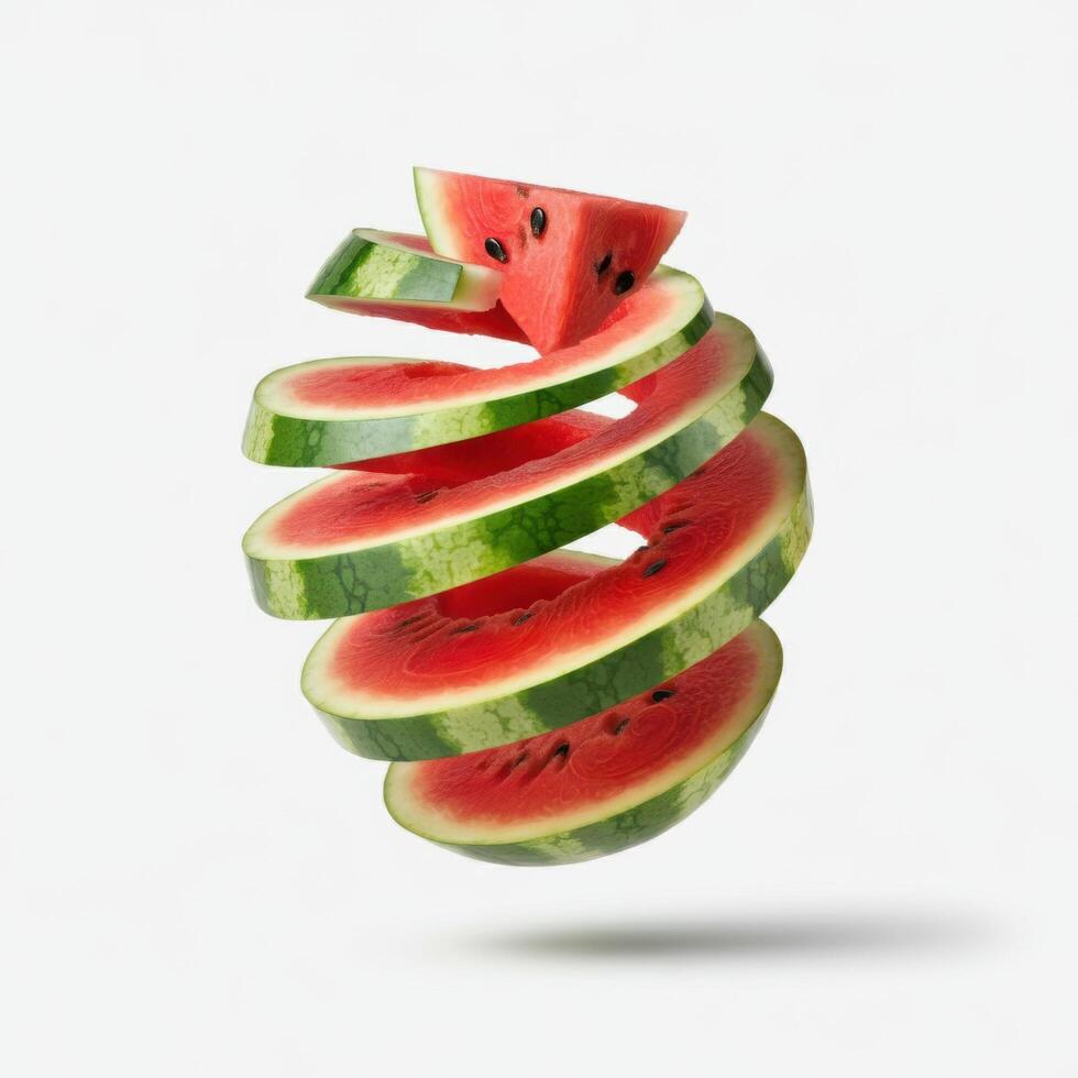 Half Slice of Fresh Juicy Watermelon on Clean White Background photo