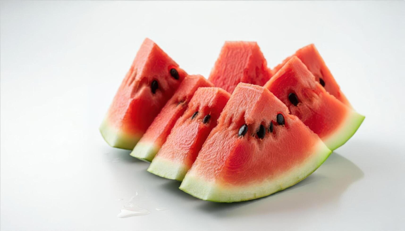 Fresh Watermelon Slices Arranged for Enjoyment, Ready to Eat photo