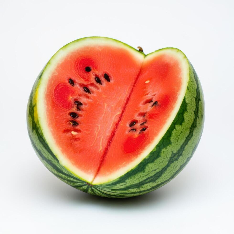 Half Slice of Sweet and Refreshing Watermelon on White Background photo