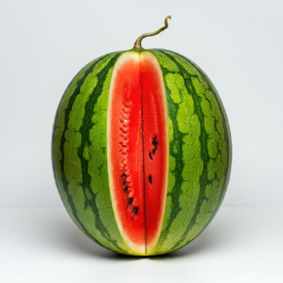 Juicy Fresh Watermelon Half Slice on a Clean White Canvas photo