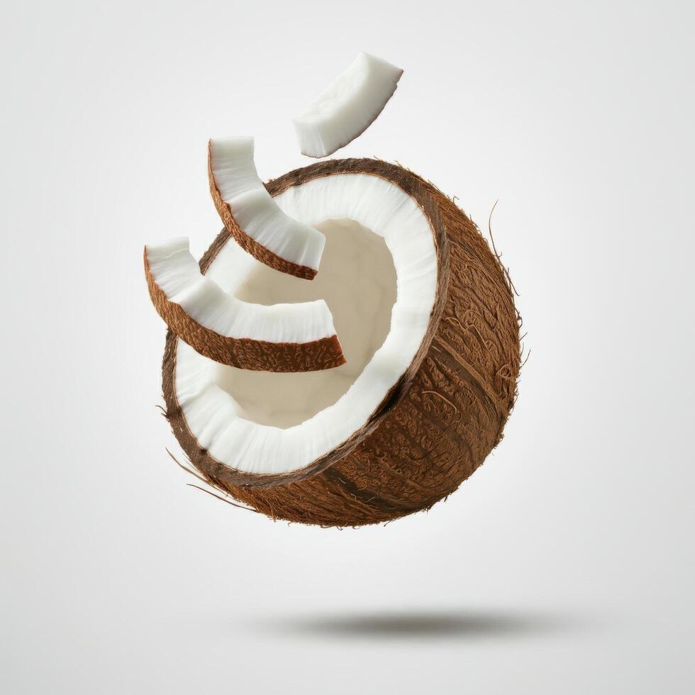 Elegant Coconut Segments on White Canvas photo