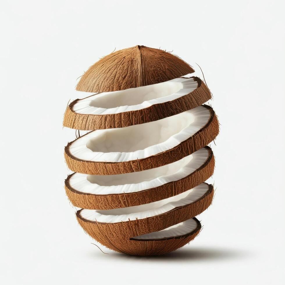 Delicious Coconut Slices on Crisp White Backdrop photo
